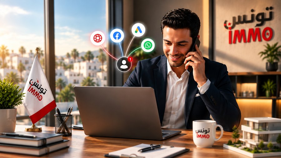 Agent immobilier recevant ses prospects via TounesImmo Pro
